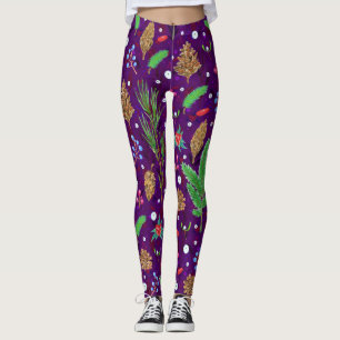 Legging Pinheiro de Natal Cones: Festivo Sem Costura