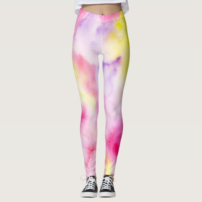 Legging Pink Amarelo Roxo Tie Peace (Frente)