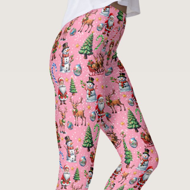 Legging Pink Background Christmas Decorative Pattern (Criador carregado)