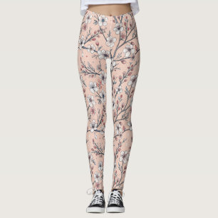 Legging Pink Cherry Blossom Sakura Padrão a Rosa (1)