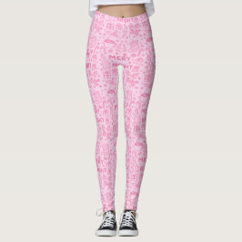 Legging Pink Christmas Doodle | Estilo Festivo