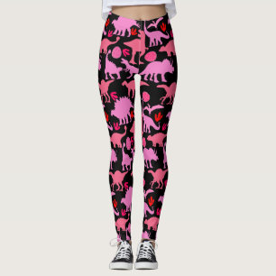 Legging Pink Dino Pattern Black BG