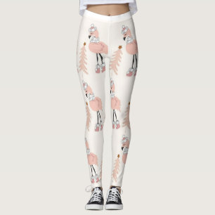 Legging Pink Flamingo Christmas