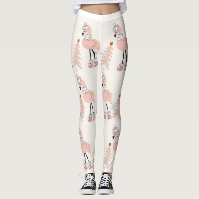 Legging Pink Flamingo Christmas (Frente)