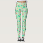 Legging Pink Flamingo Ferns Tropical Green Summer Standard<br><div class="desc">Você será completamente um tipo nessas únicas leggings tropicais flamingas. Inspirados por temas e motins retrorados e estilizados da Arte Deco da Era Jazz, estas leggings em todo o impressão têm um padrão original de pássaros flamingos cor-de-rosa com samambaias coloridas e formas geométricas. O design é feito em tons de...</div>