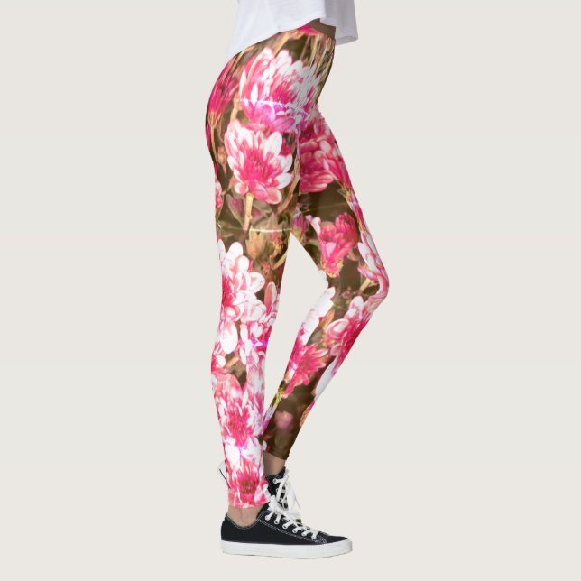 Legging Pink Floral Bloom Pattern – Soft Botanical Design (Direita)