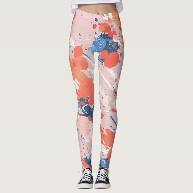 Legging Pink ink strokes in marble rock (Frente)