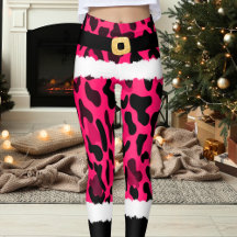 Pink Leopardo Imprime Papai Noel Figurino Natal