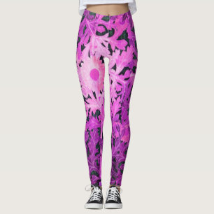 LEGGING PINK PURPER DAISY / MARGUERITE / MARGHERITA
