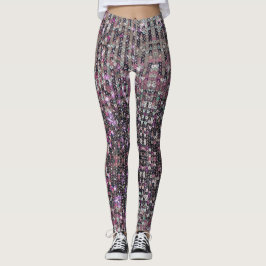 Legging Pink silver sequins | sparkle pattern  