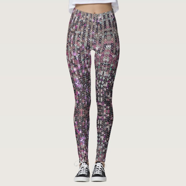 Legging Pink silver sequins | sparkle pattern   (Frente)