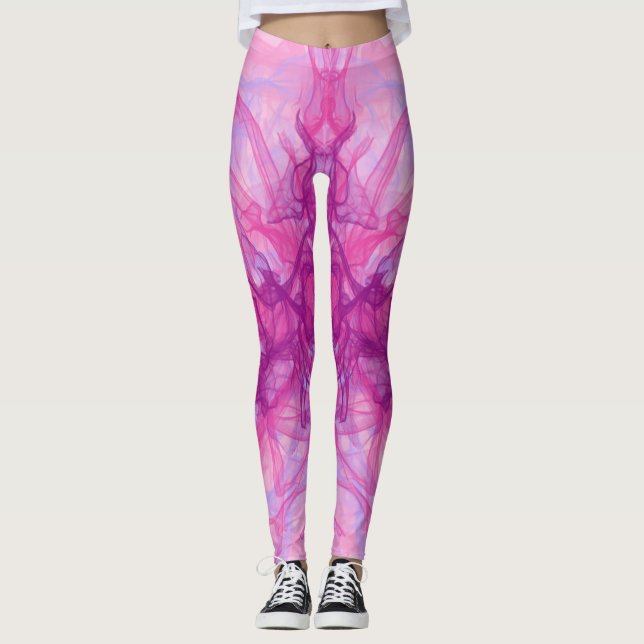 Legging PINK SMOKE - Arte Fractal Moderna e abstrato - (Frente)