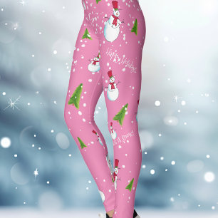 Legging Pink Snowman Christmas