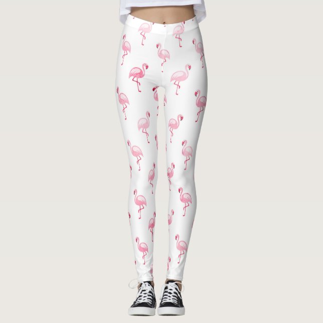 Legging Pink Tropical Flamingo Summer Pattern (Frente)