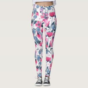 Legging Pink Watercolor Daisies