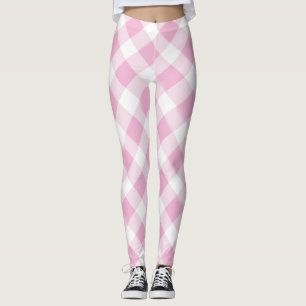 Legging Pink White Check Patterna Girly Teen
