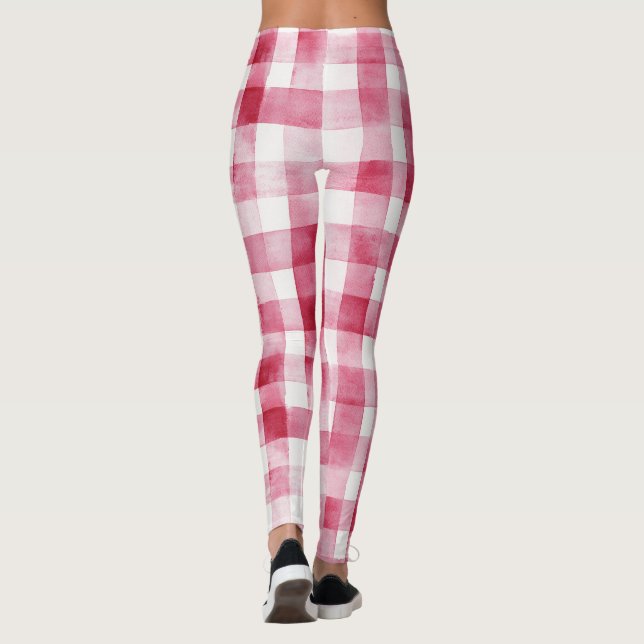 Legging Pink White Plaid Stripes   (Verso)