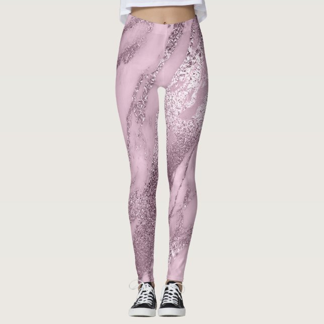Legging Pino Lilac Lavanda Mínimo Abstrato Metálico Marble (Frente)