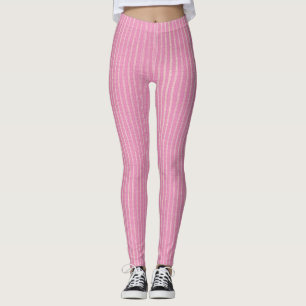 Legging Pinos, cor-de-rosa e branco, com tiras de Rosa cla