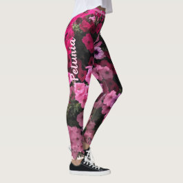 Legging Pinos Florais Púrpura Jardim Verde Personalizar