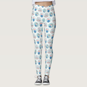 Legging Pinos retros da bola de boliche do teste padrão d