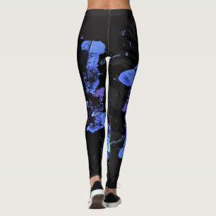 Legging Pinta Azul do Mar Profundo Pintado Pincel de Óleo