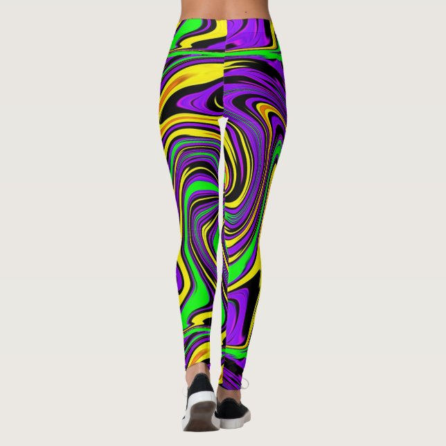 Legging Pintado Molhado Selvagem Verde Roxo e Abstrato ama (Verso)