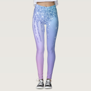 Legging pintinho Elegante gotas de brilho azul e roxo