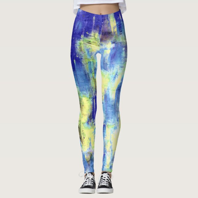 Legging Pintor Amarelo Azul Splatter (Frente)