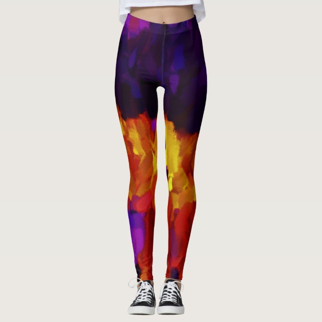 Legging Pintor Laranja Amarelo Roxo (Frente)