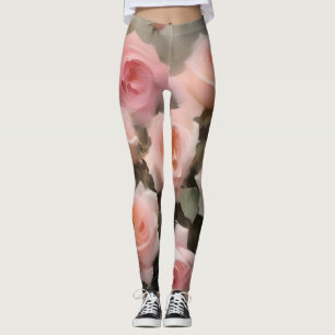 Legging pintura a aquarela de rosas rosa bonito