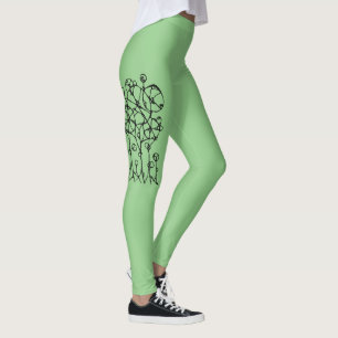 Legging Pintura à Mão - Grupo de Árvores Abstratas 1