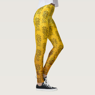 Legging Pintura à Mão - Grupo de Árvores Abstratas 1