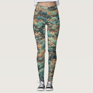 Legging pintura a óleo japonês