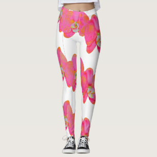 Legging Pintura aquosa de Orquídea Rosa Elegante