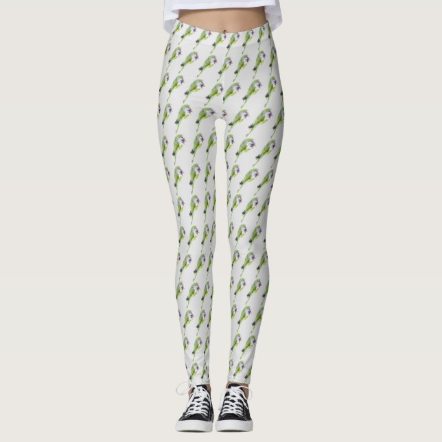 Legging Pintura aquosa de papagaio verde (Frente)