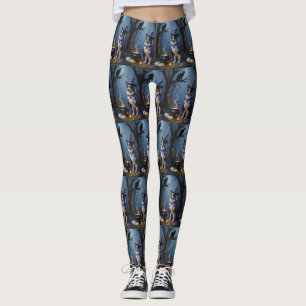 Legging Pintura Caprichosa de Halloween do Pastor Australi