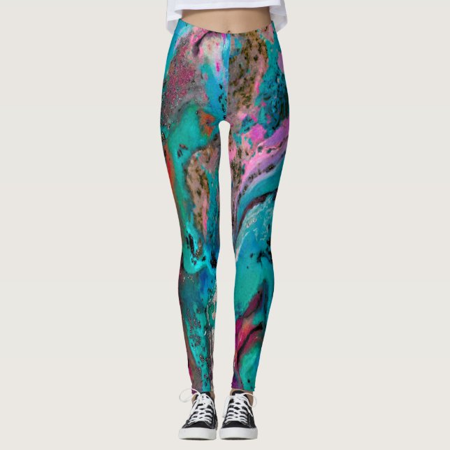 Legging Pintura Colorida de Abstrato (Frente)