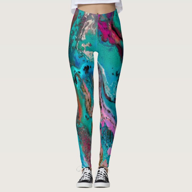 Legging Pintura Colorida de Abstrato (Frente)