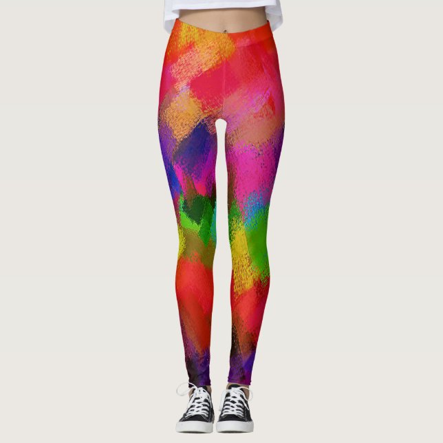 Legging Pintura Colorida de Abstrato (Frente)
