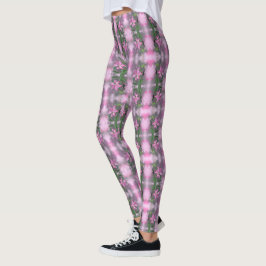 Legging Pintura Com Flor Rosa Púrpura E Leve Migra -