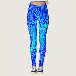 Legging Pintura de Abstrato Azul Moderno