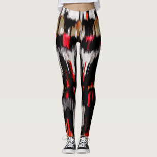 Legging Pintura de Abstrato branco-branco-vermelho