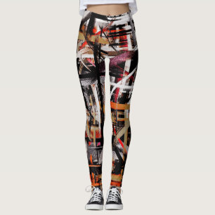 Legging Pintura de Abstrato branco branco vermelho preto n