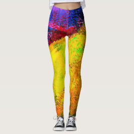 Legging Pintura de Abstrato do Sol Brilhante -