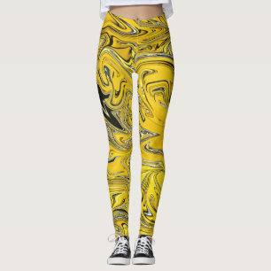 Legging Pintura De Abstrato Preto E Amarelo Melhores obr