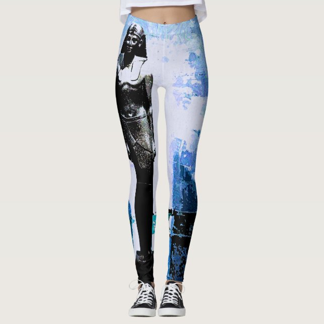 Legging Pintura de Arte do Egito Azul (Frente)