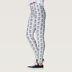 Legging Pintura de Cachorro Siberian Husky (Preto e Branco