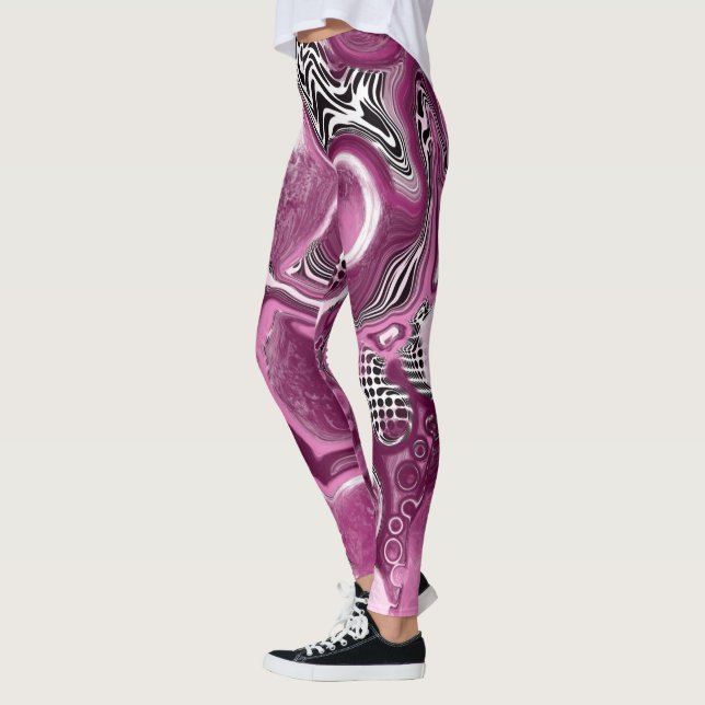 Legging Pintura de cor rosa, magenta e flúidos pretos (Esquerda)