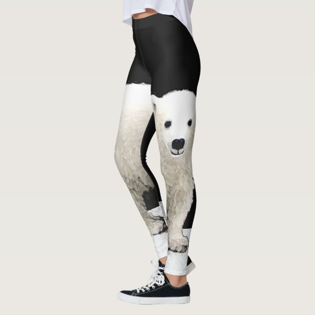 Legging Pintura de Cub de urso polar - arte original dos (Esquerda)